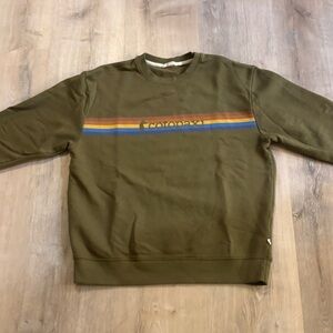 Cotopaxi Men's Olive Crewneck Sweater with Stripes